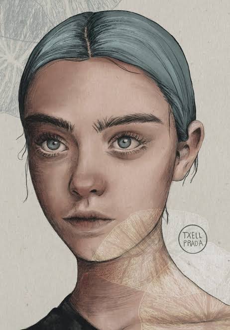Ilustración de retrato a lápiz y color por Txell Prada