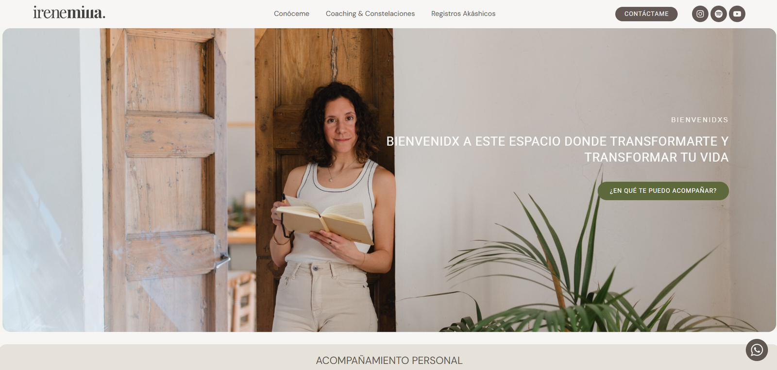 Diseño web de la marca personal de Irene Milla por bebondi