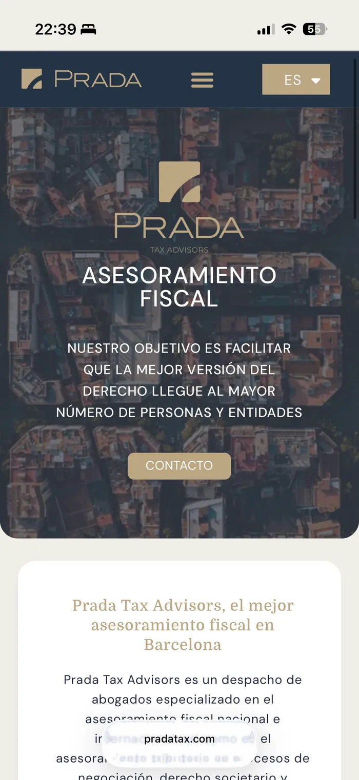 Web de Prada Tax Advisors adaptada a móvil, por bebondi
